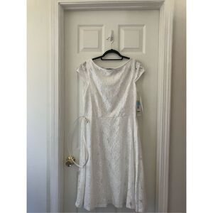 Black Label by Evan-Picone white Lace Dress size 14 New